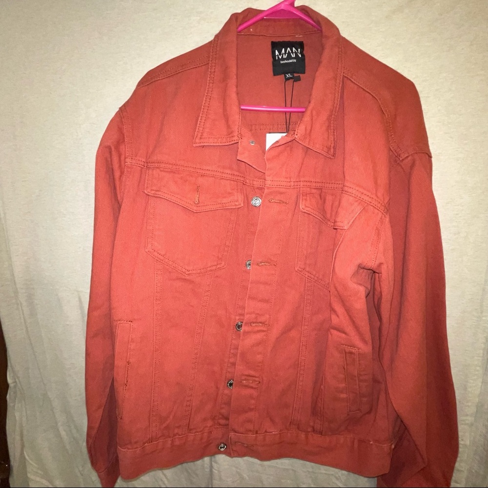 Red Orange Denim Jean Jacket Western